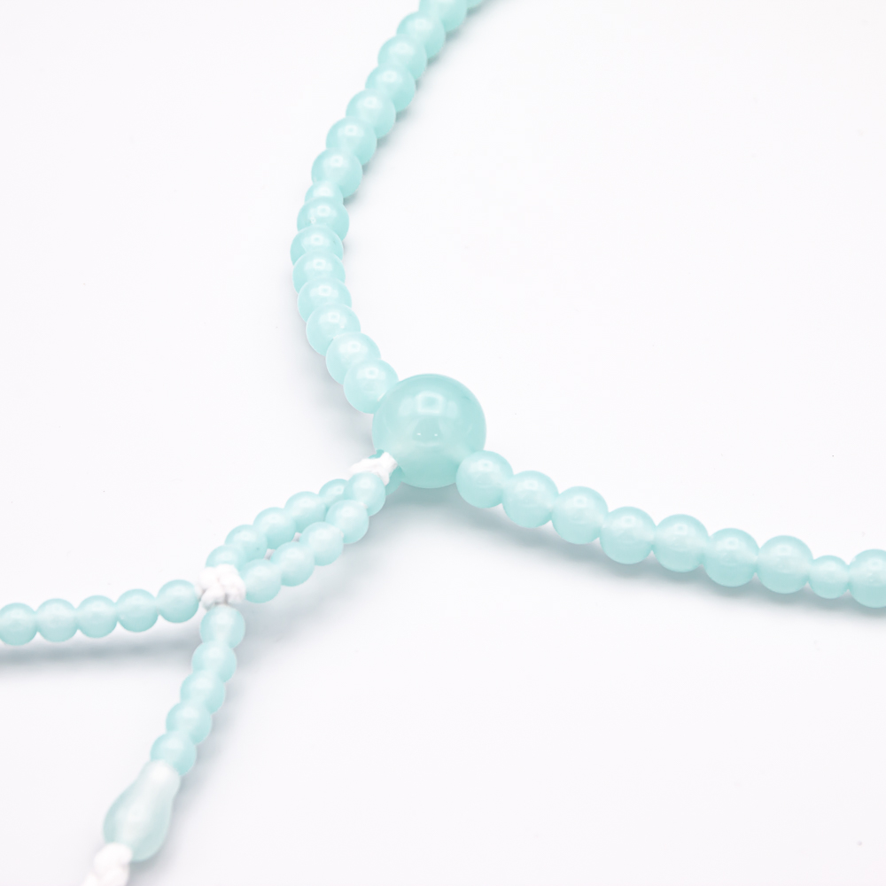 ミントグリーン 数珠 8寸（小・女性向け） プラスチック 綿房 創価学会